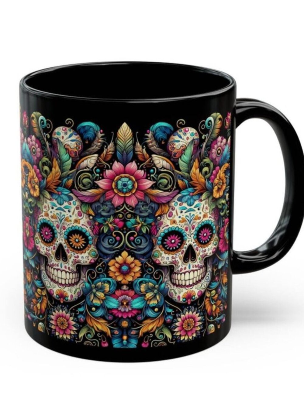 Sugar Skulls Mug Mexican Inspired Black Coffee Mug